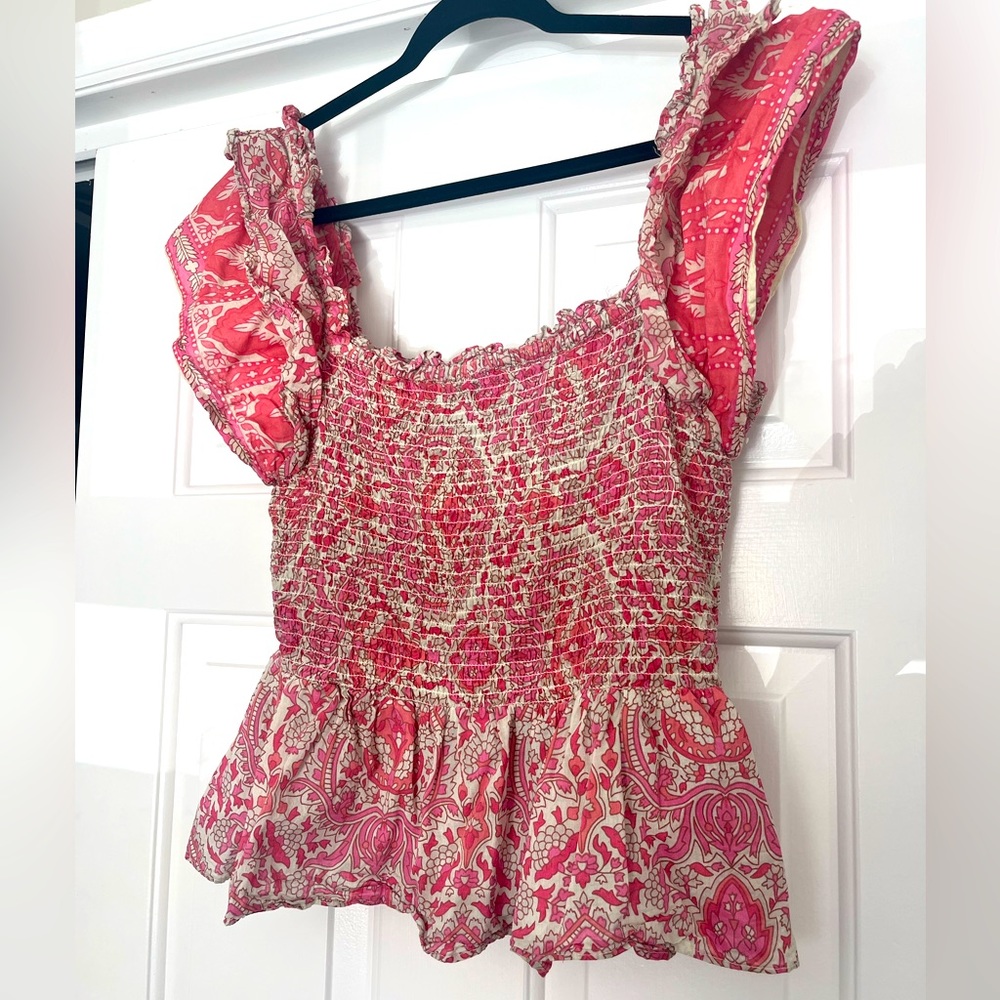 Jennifer & Grace Smocked Pink Printed Top